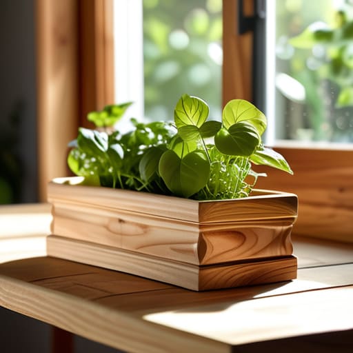Handcrafted wooden A Rustic Herb Planter.