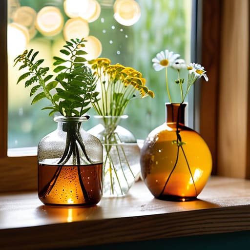 Botanical Bliss with Thrifted Glassware arrangement.