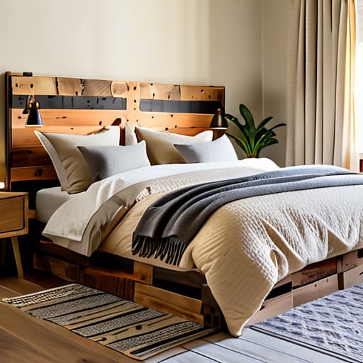Reclaimed wood for a grounded vibe headboard.