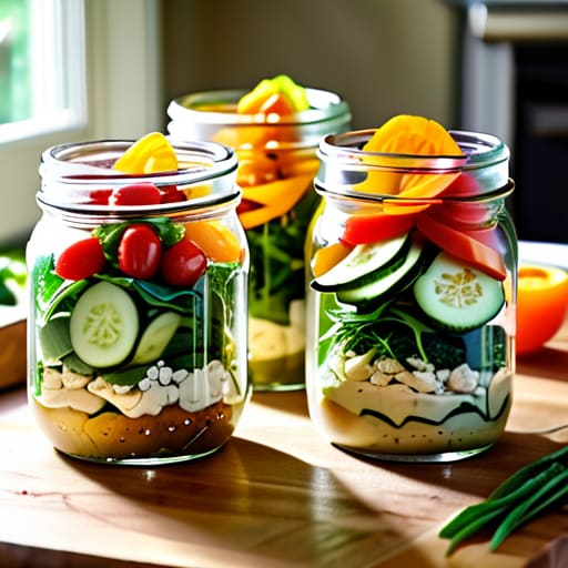 Layering veggies for The Mason Jar Salad Hack.